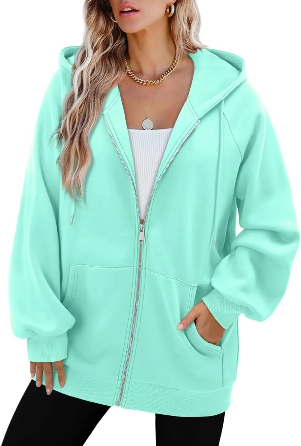 StunShow Women's Zip Up Hoodies Oversized Fleece Long Sleeve Sweatshirts Casual Fall Jacket Coat with Pocket(S-3XL)