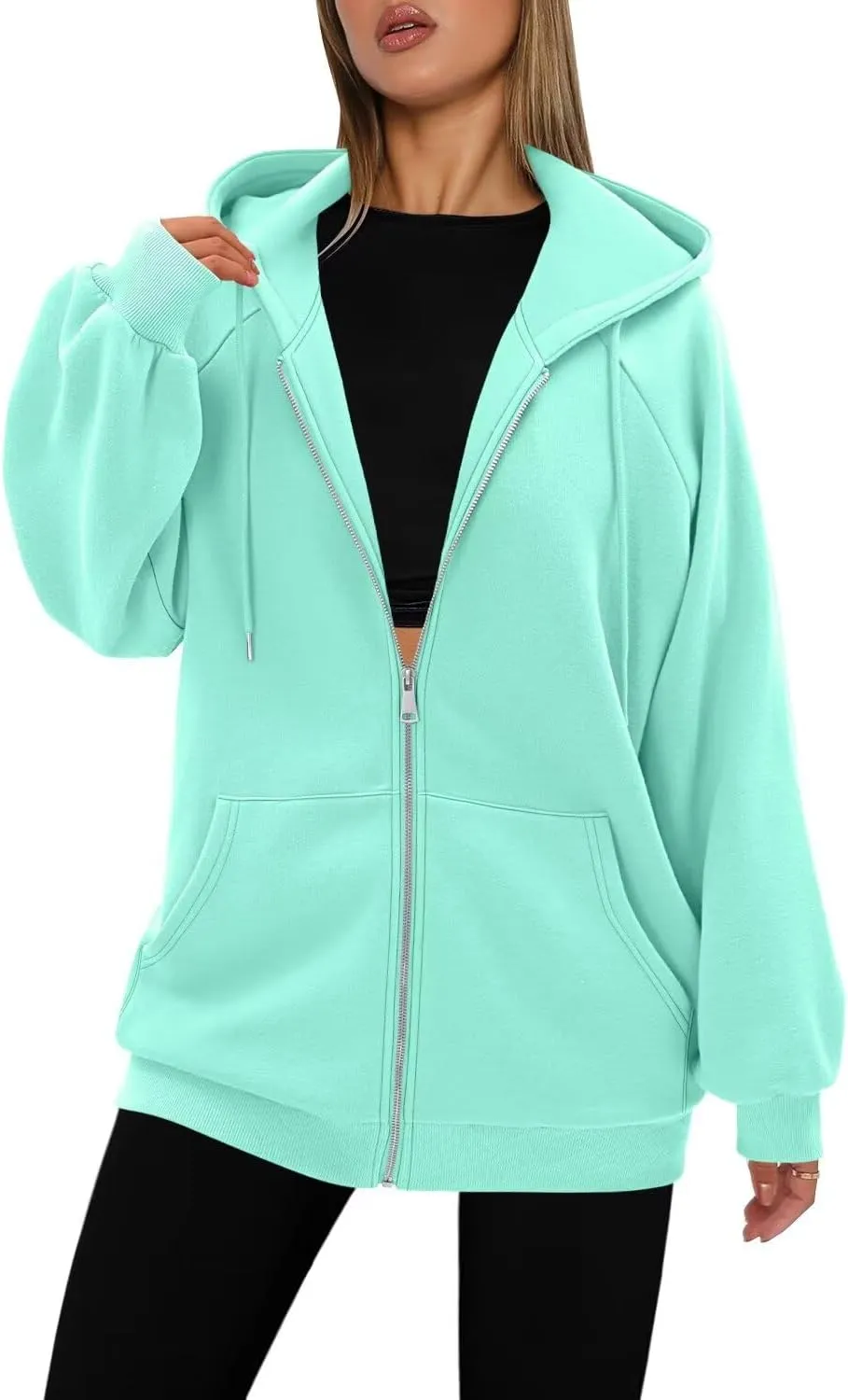 StunShow Women's Zip Up Hoodies Oversized Fleece Long Sleeve Sweatshirts Casual Fall Jacket Coat with Pocket(S-3XL)