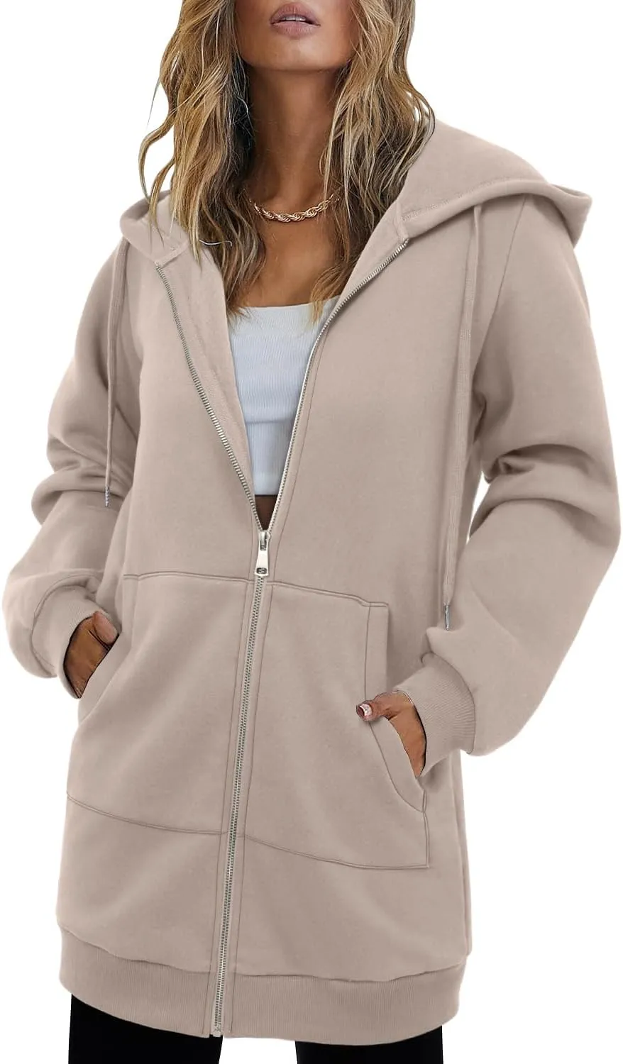 StunShow Women's Zip Up Hoodies Oversized Fleece Long Sleeve Sweatshirts Casual Fall Jacket Coat with Pocket(S-3XL)
