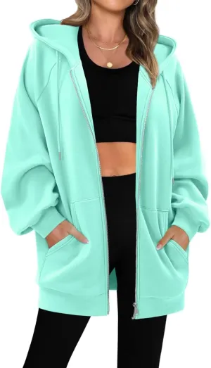 StunShow Women's Zip Up Hoodies Oversized Fleece Long Sleeve Sweatshirts Casual Fall Jacket Coat with Pocket(S-3XL)