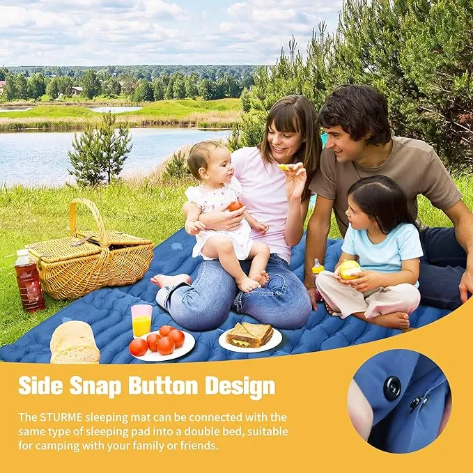 STURME Sleeping Pad for Camping, 3.9 Inch Extra-Thick Self-Inflating Camping Mattress with Foot Pump, Compact Air Mattress Ultralight Sleeping Mat with Pillow for Backpacking, Hiking, Outdoor -Blue