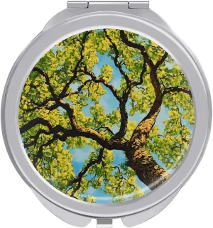 Summer Trees Canopy Sunshine Travel Makeup Mirror 2-Sided 1x 2X Magnification Portable Mini Mirror for Handbag Purse Pocket