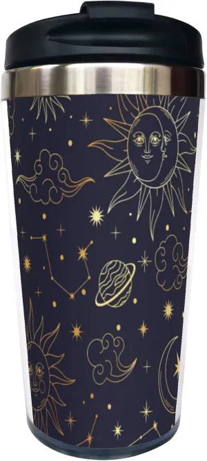 Sun Moon Star Planet Constellations Pattern 13OZ Coffee Cup,With Lid Stainless Steel Insulated Tumbler Travel Mug Insulated Water Bottle,for Dad Mom Friends Coworkers