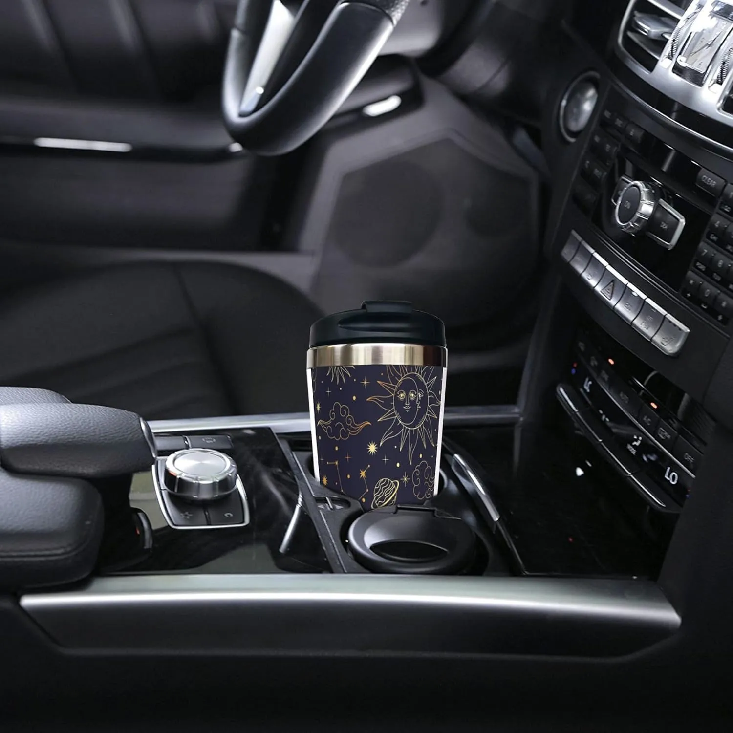 Sun Moon Star Planet Constellations Pattern 13OZ Coffee Cup,With Lid Stainless Steel Insulated Tumbler Travel Mug Insulated Water Bottle,for Dad Mom Friends Coworkers