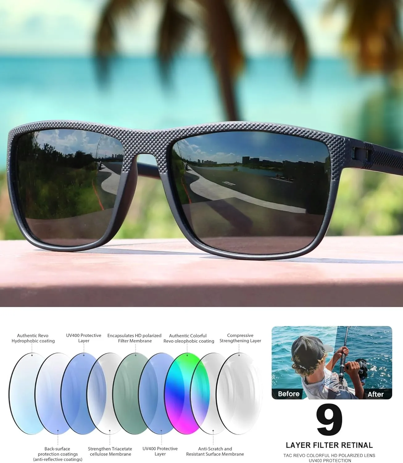 Sunglasses-Men Polarized Mens Sunglasses: Classic Women Sun Glasses UV Protection for Fishing Driving Golf