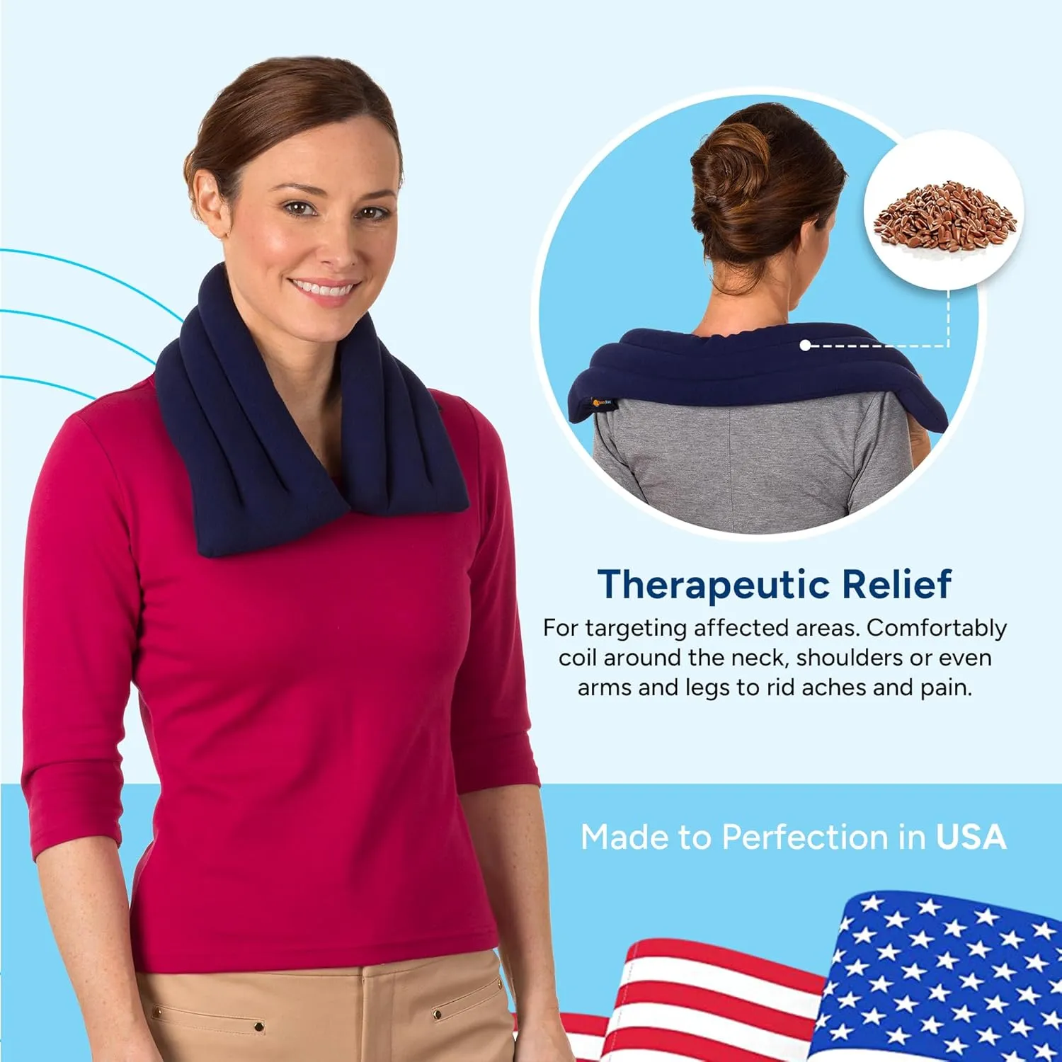 SunnyBay Microwave Heating Pad, 2.4 lbs and 26 Inches Long, Microwavable Heated Neck and Shoulder Wrap for Moist Hot or Cold Therapy, Moldable, Fleece, 26x6 Inches, Made in USA, Midnight Blue