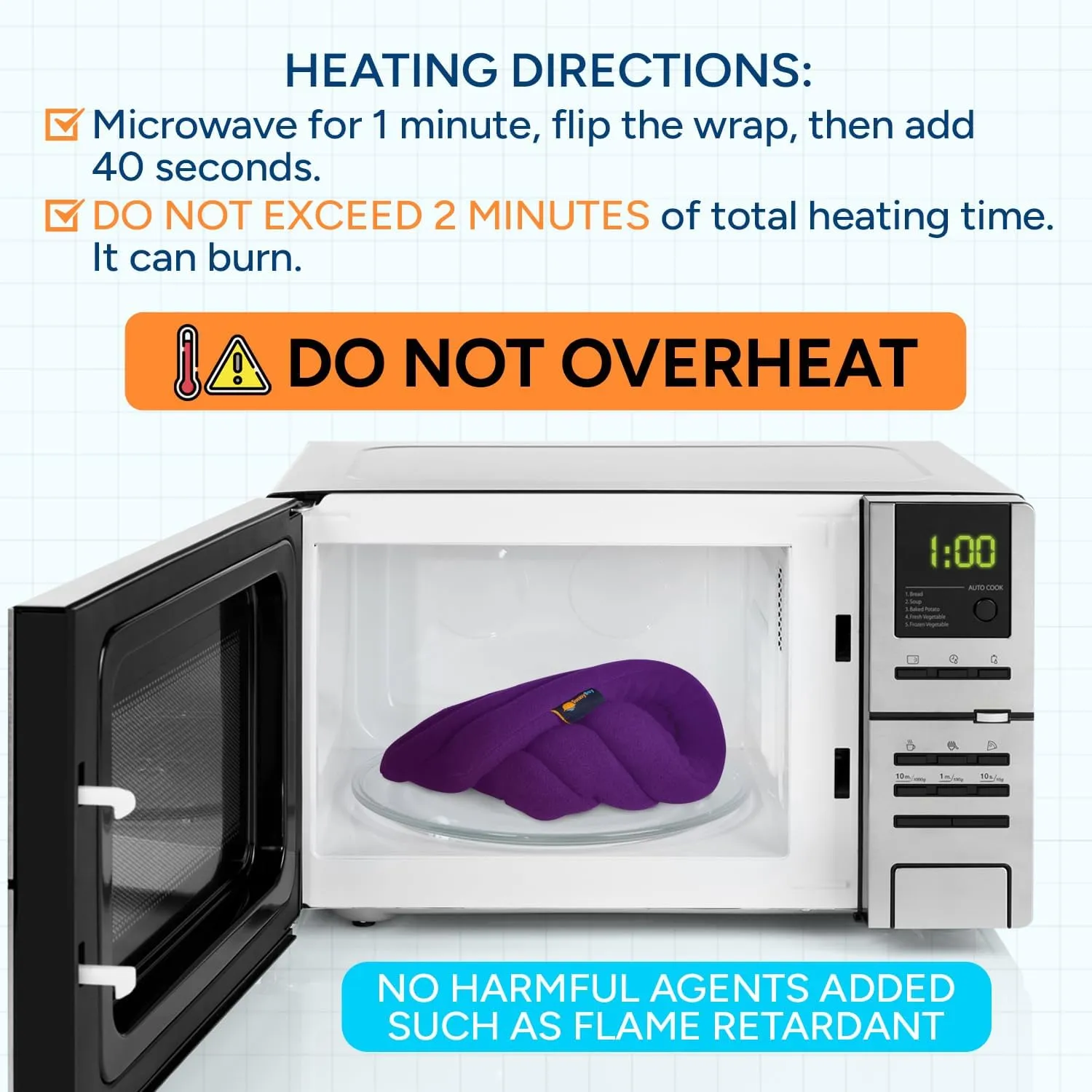 SunnyBay Microwave Heating Pad, Microwavable Heated Neck and Shoulder Wrap for Moist Hot or Cold Therapy, Lightly Weighted with Moldable Flaxseed, 26x6 Inches, Made in USA, Purple