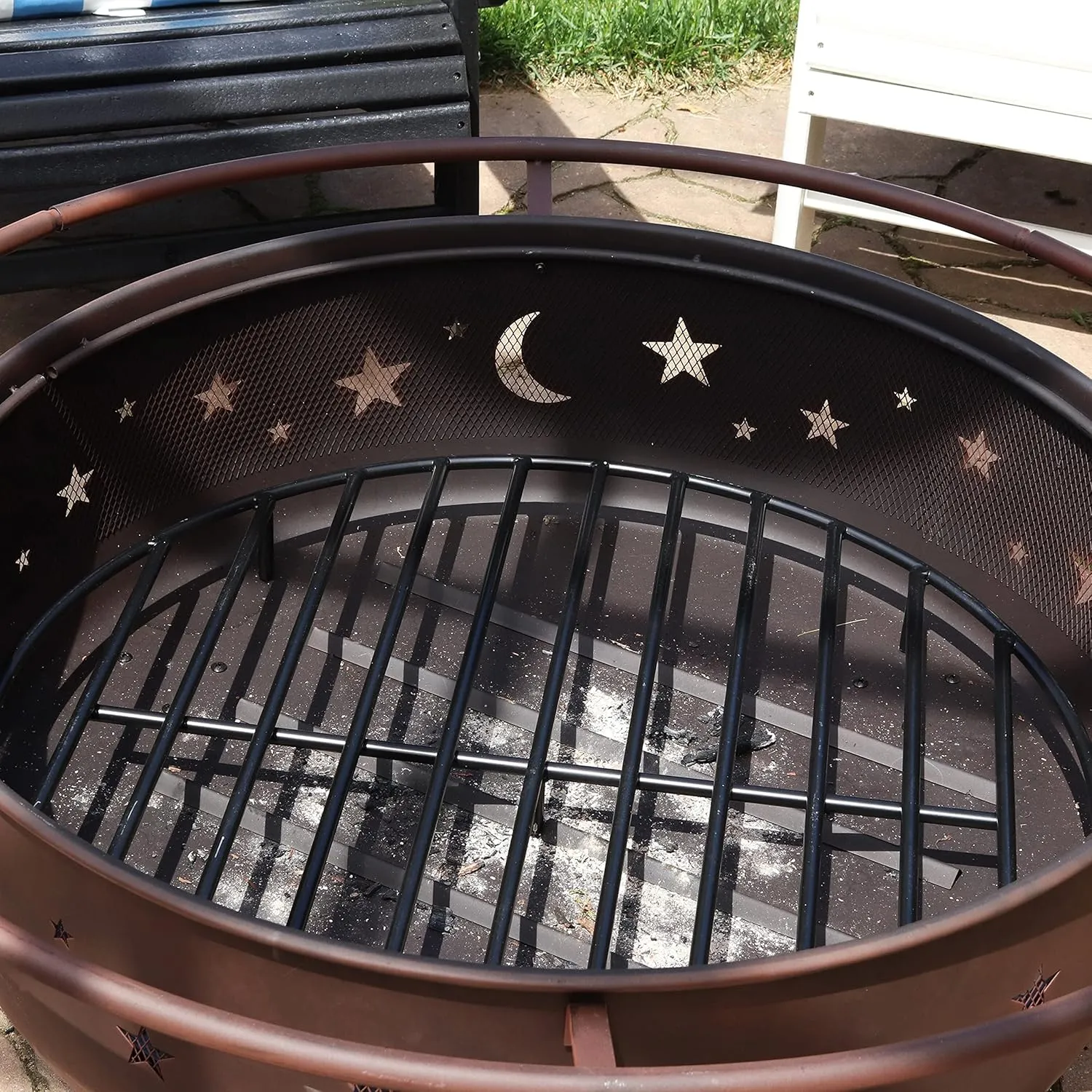 Sunnydaze 36-Inch Round Heavy-Duty Steel Fire Pit Grate - for Outdoor Firepits - Black
