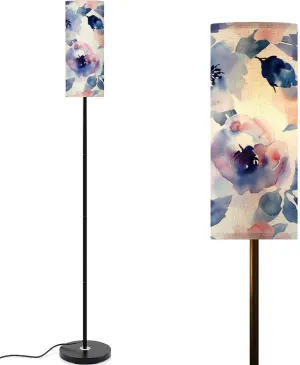Sweet flower watercolor seamless pattern soft pastel colors water Modern Floor Lamp Minimalist Standing Lamps for Living Room LED Corner Lamp Remote Control Metal Pole Lamp for Bedroom, Reading
