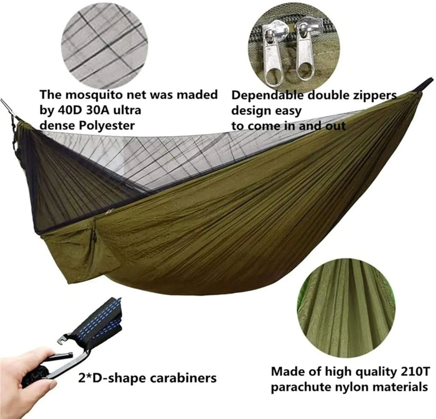 Swing Set Camping Hammock, Portable Travel Hammock with Net and Rainfly, Tree Light Hammock Tent for Outdoor Backyard Hiking Swing Seat (Color : Camouflage and Green)