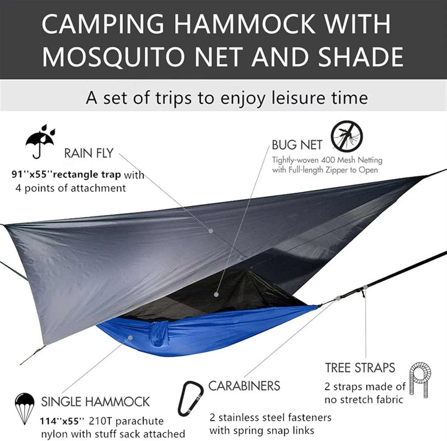 Swing Set Camping Hammock, Portable Travel Hammock with Net and Rainfly, Tree Light Hammock Tent for Outdoor Backyard Hiking Swing Seat (Color : Camouflage and Green)