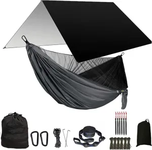 Swing Set Camping Hammock, Rainfly Travel Hammock, Net Hammock, Tent, Outdoor Hiking Backpack, Travel Camping Accessories Swing Seat (Color : Back and Black)