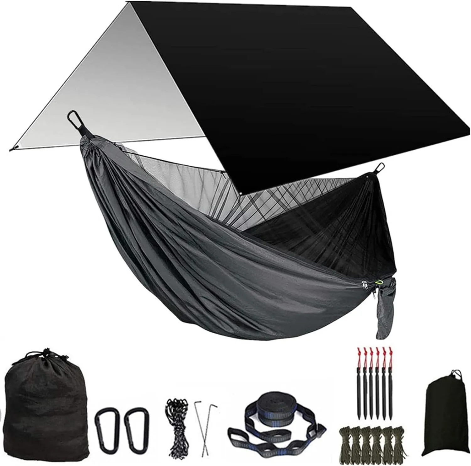 Swing Set Camping Hammock, Rainfly Travel Hammock, Net Hammock, Tent, Outdoor Hiking Backpack, Travel Camping Accessories Swing Seat (Color : Back and Black)