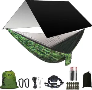 Swing Set Camping Hammock, Rainfly Travel Hammock, Net Hammock, Tent, Outdoor Hiking Backpack, Travel Camping Accessories Swing Seat (Color : Black and Camouflage)