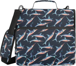 Swordfish Zipper Binder 3 Ring 1.5 Inch Binder Organizer Bag 500 Sheets Capacity Multi-Pocket with Shoulder Strap for School Office