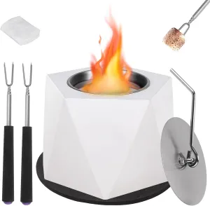Tabletop Fire Pit, Concrete Table Top Portable Firepit Bowl, Fireplace Smores Maker Kit, Dual Burner Cups Smokeless Small Rubbing Alcohol Table Top Firepit for Indoor/Outdoor/Patio/Home Decor/Camping