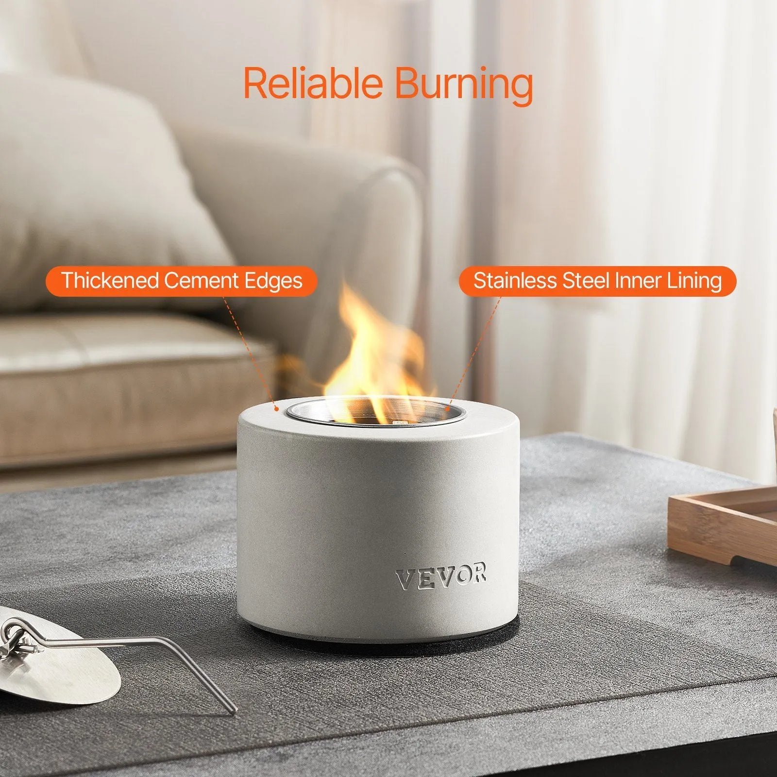 Tabletop Fire Pit Cylinder Indoor/Outdoor