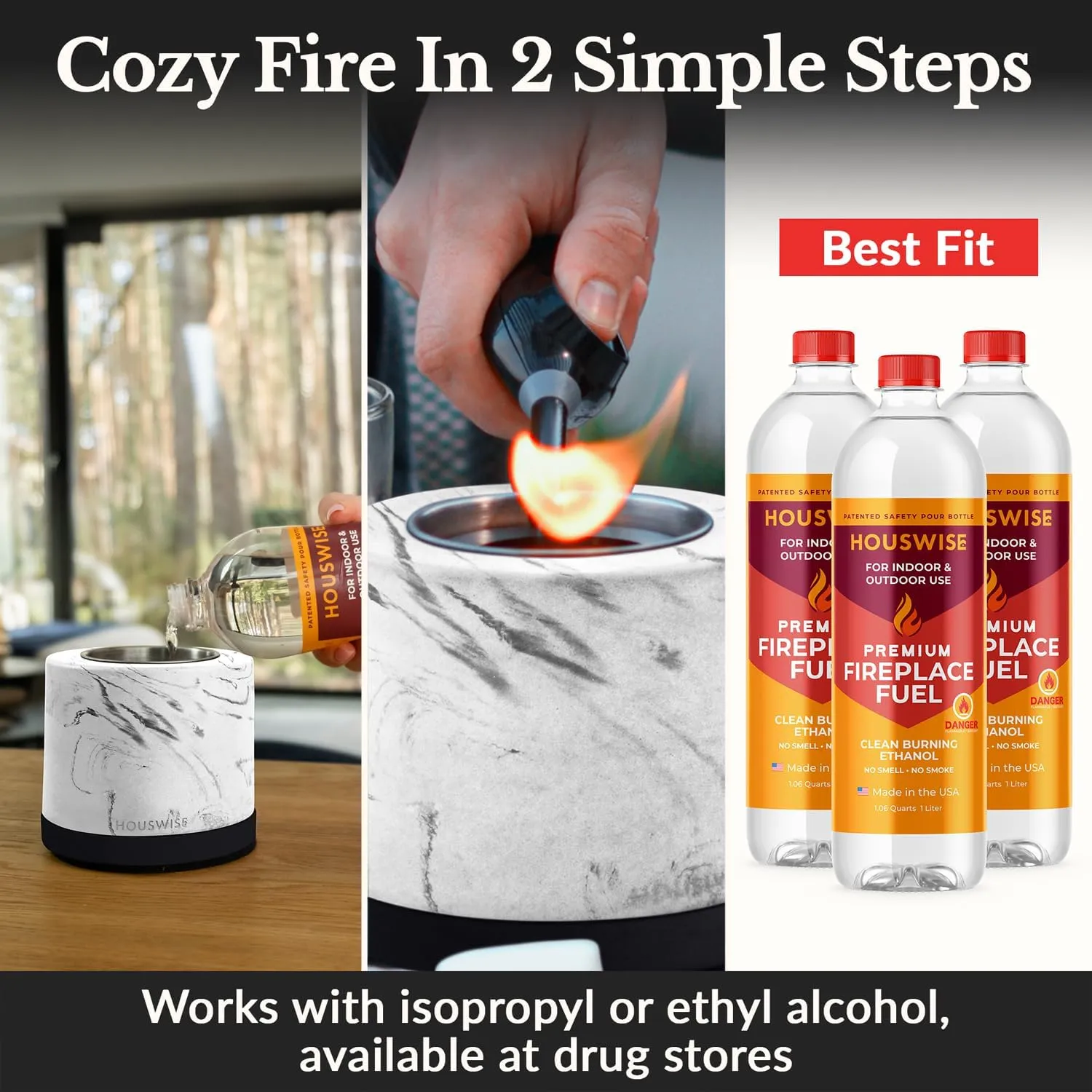 Tabletop Fire Pit Smores Maker Kit - Concrete Outdoor & Indoor Fire Pit Tabletop, Table Top Firepit, Small Portable Mini Indoor Fireplace