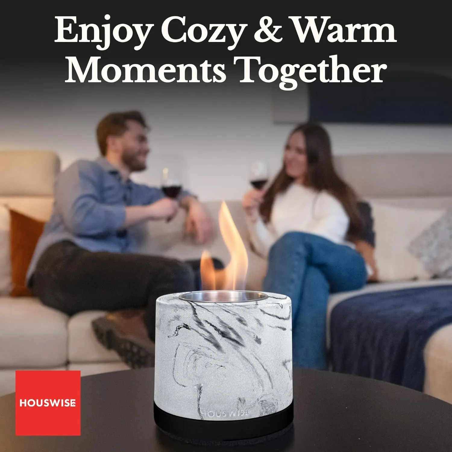 Tabletop Fire Pit Smores Maker Kit - Concrete Outdoor & Indoor Fire Pit Tabletop, Table Top Firepit, Small Portable Mini Indoor Fireplace