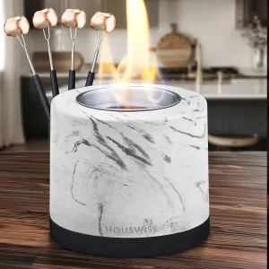 Tabletop Fire Pit Smores Maker Kit - Concrete Outdoor & Indoor Fire Pit Tabletop, Table Top Firepit, Small Portable Mini Indoor Fireplace