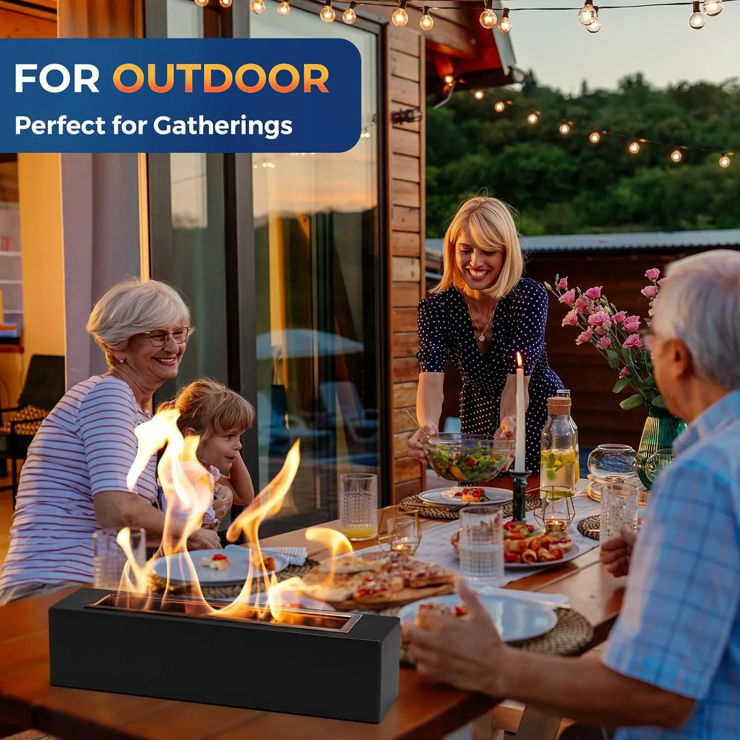 Tabletop Fire Pit - Smores Maker with 4 Extendable Roasting Sticks, Metal Indoor Table Top Firepit & Outdoor Tabletop Fireplaces for Patio & Balcony, Gift for Home Decor Housewarming Wedding Birthday