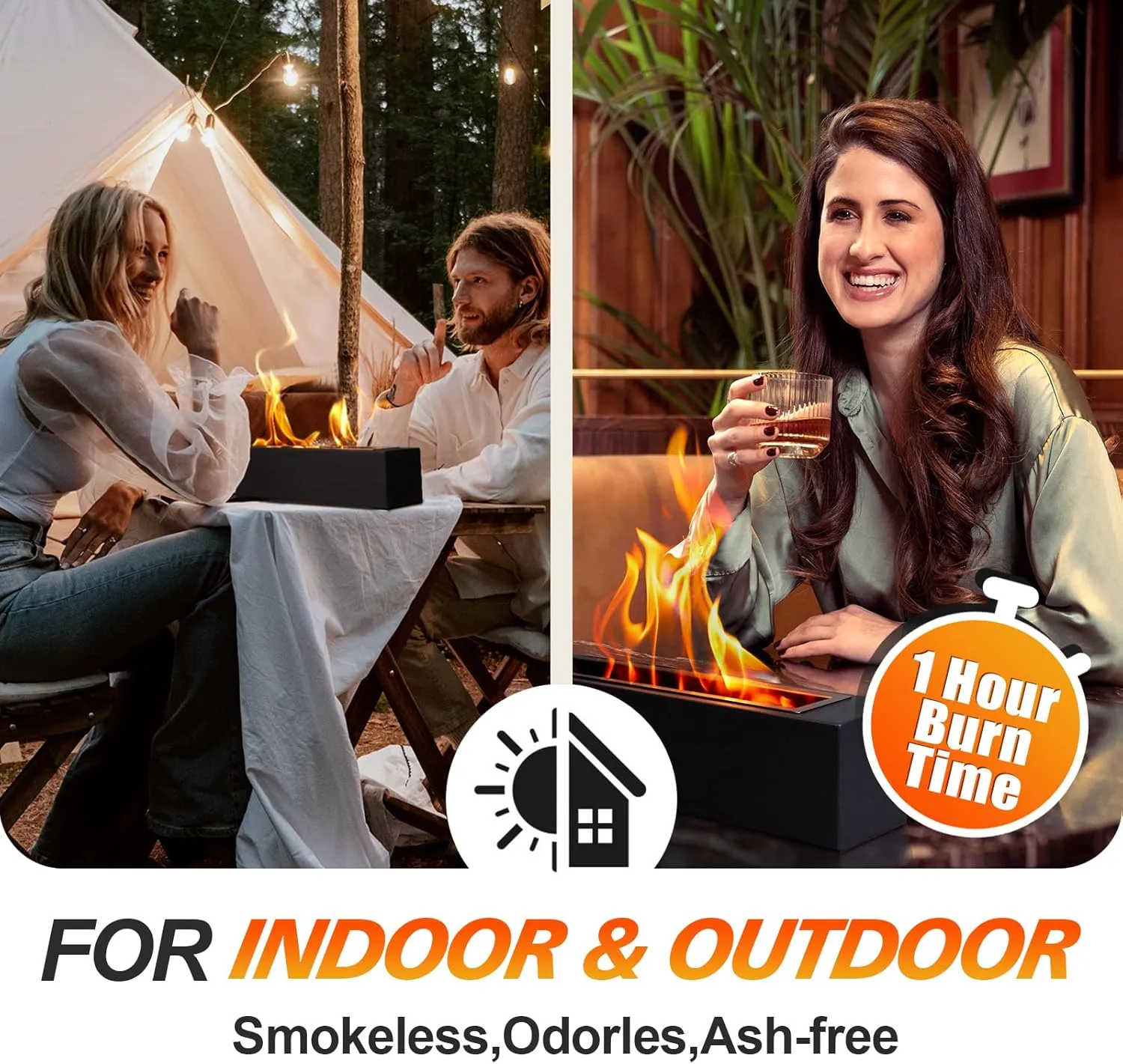 Tabletop Fire Pit with S’Mores Maker Kit – Large Indoor & Outdoor Portable Fireplace for Patio, Balcony, Holiday Parties, Family Gatherings & Friday Nights – Premium Table Top Firepit