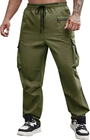 Tactical Pants for Men Athletic Training Camping Jogger Baggy Breathable Sweatpants Waist Drawstring Pant with Pocket