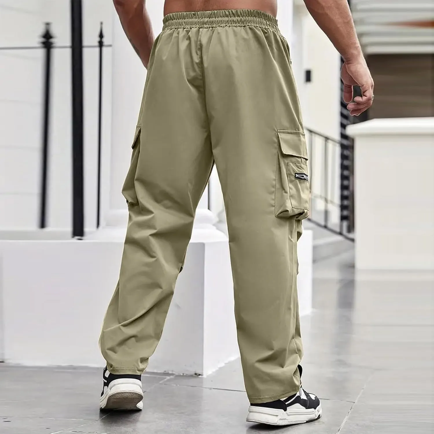 Tactical Pants for Men Athletic Training Camping Jogger Baggy Breathable Sweatpants Waist Drawstring Pant with Pocket