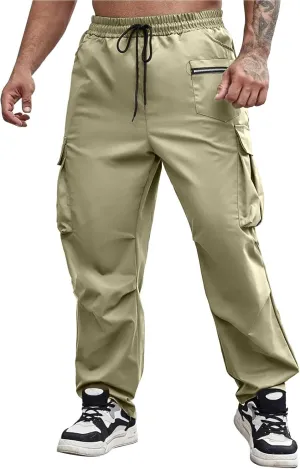 Tactical Pants for Men Athletic Training Camping Jogger Baggy Breathable Sweatpants Waist Drawstring Pant with Pocket