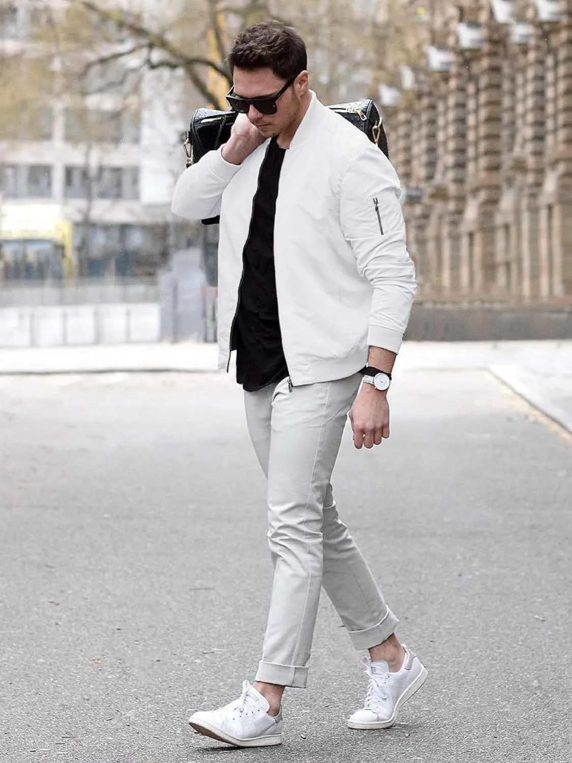 TACVASEN Men's Bomber Jacket Lightweight Casual Spring Fall Windbreaker Zip Up Coat with Pocket