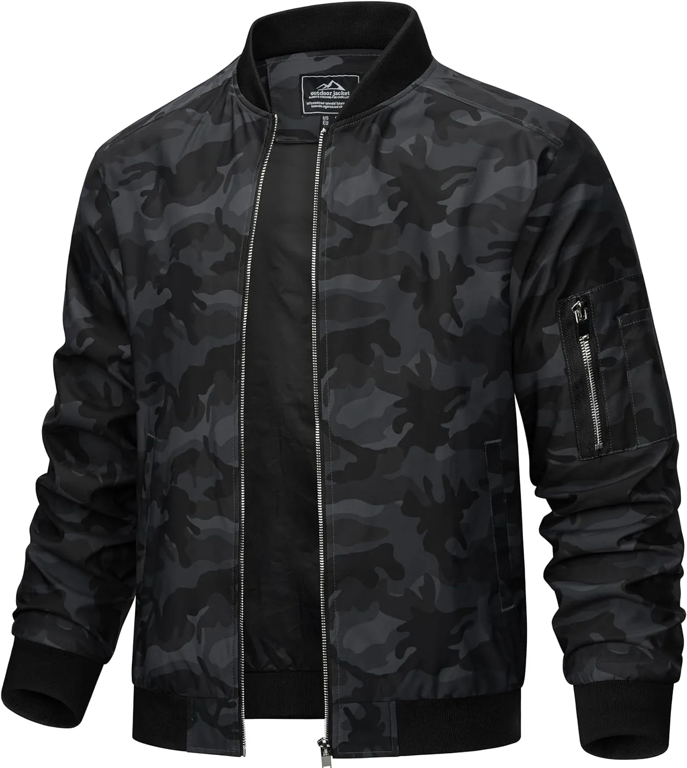 TACVASEN Men's Bomber Jacket Lightweight Casual Spring Fall Windbreaker Zip Up Coat with Pocket