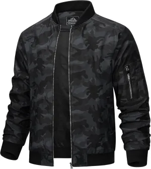 TACVASEN Men's Bomber Jacket Lightweight Casual Spring Fall Windbreaker Zip Up Coat with Pocket