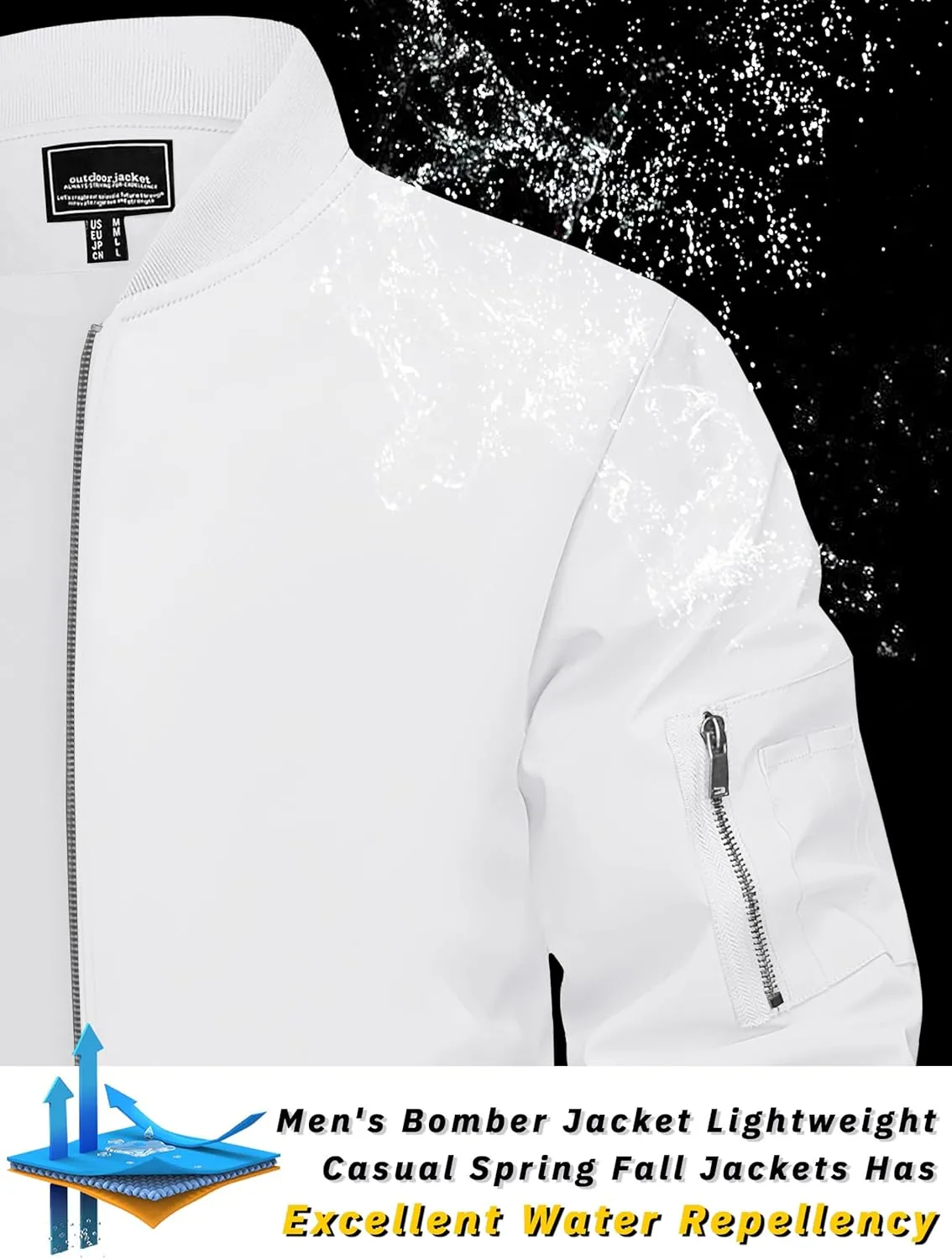 TACVASEN Men's Bomber Jacket Lightweight Casual Spring Fall Windbreaker Zip Up Coat with Pocket