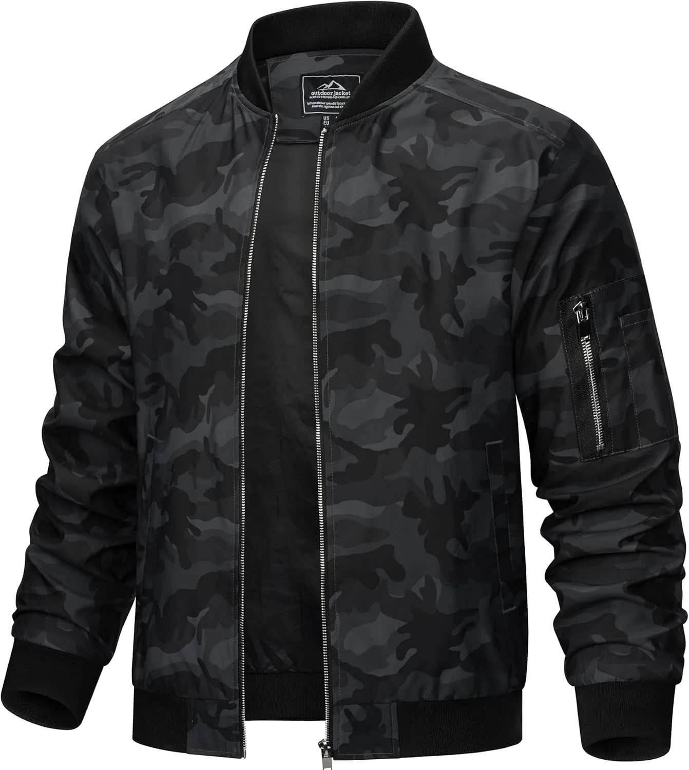 TACVASEN Men's Bomber Jacket Lightweight Casual Spring Fall Windbreaker Zip Up Coat with Pocket