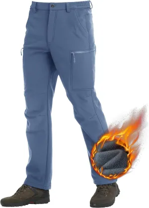 TACVASEN Men's Hiking Pants Fleece Lined Cargo Work Pants with 5 Pockets for Fishing Camping Travel