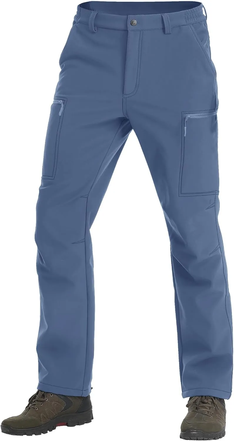 TACVASEN Men's Hiking Pants Fleece Lined Cargo Work Pants with 5 Pockets for Fishing Camping Travel