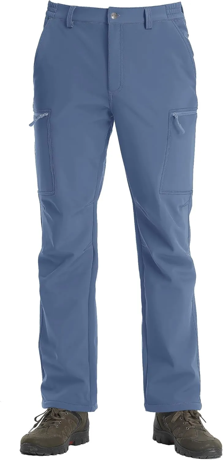 TACVASEN Men's Hiking Pants Fleece Lined Cargo Work Pants with 5 Pockets for Fishing Camping Travel