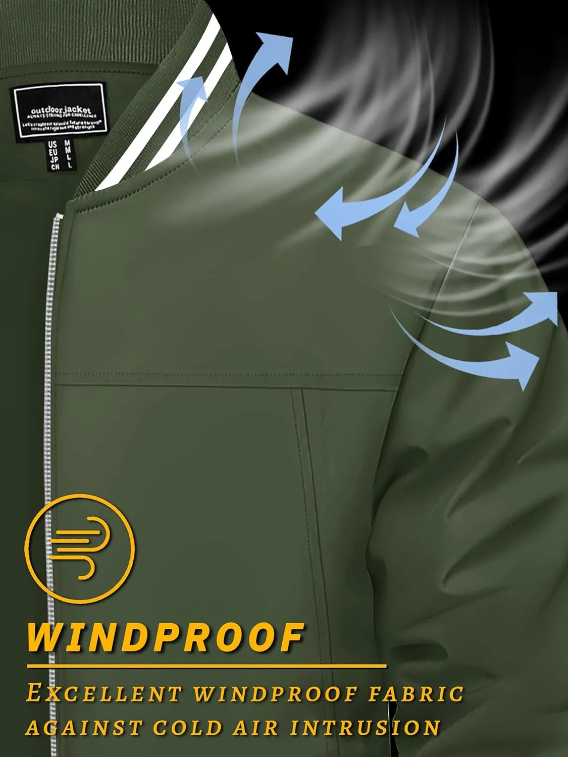 TACVASEN Men's Lightweight Jacket Casual Spring Fall Windbreaker Bomber Zip Up Coat With Pocket