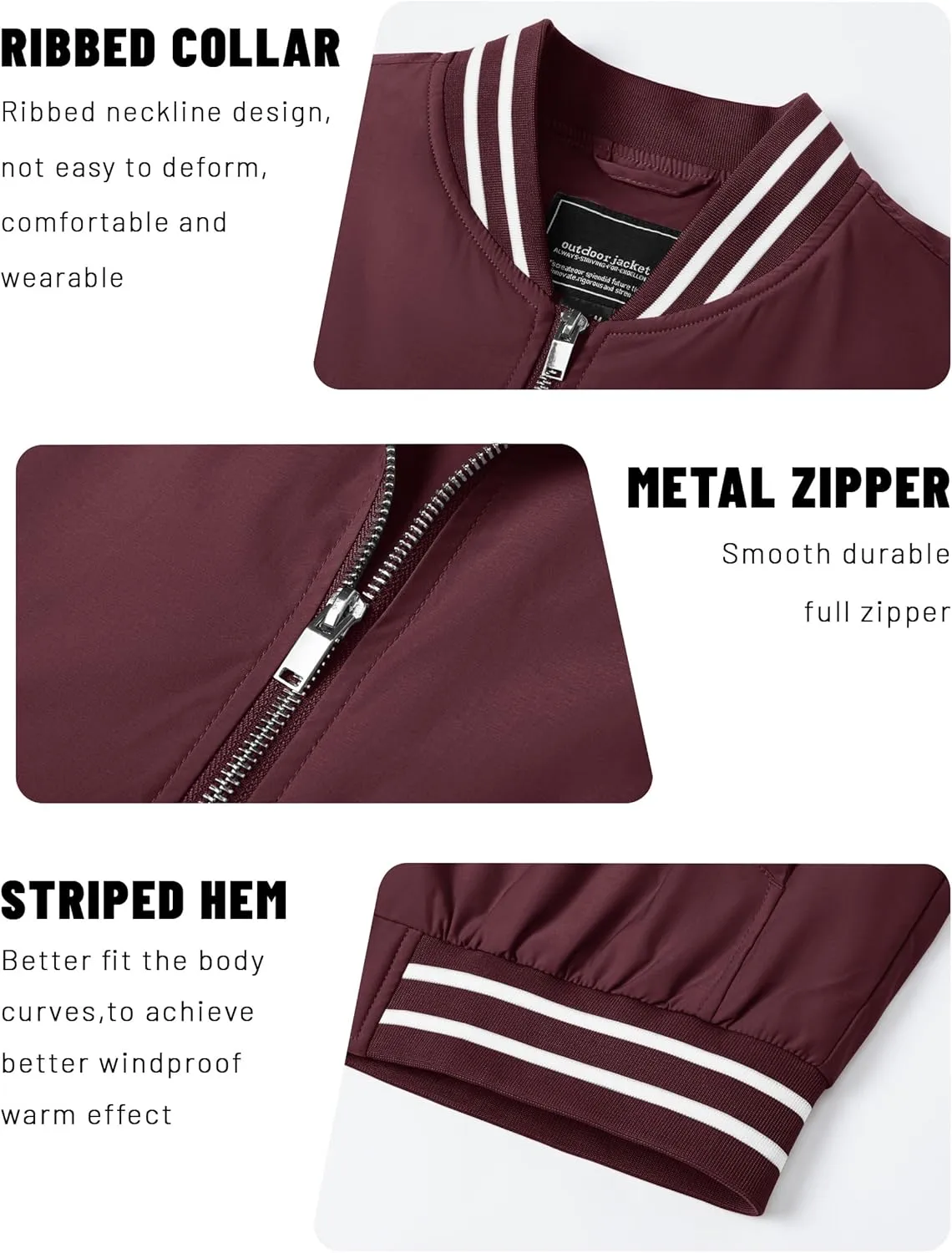 TACVASEN Men's Lightweight Jacket Casual Spring Fall Windbreaker Bomber Zip Up Coat With Pocket