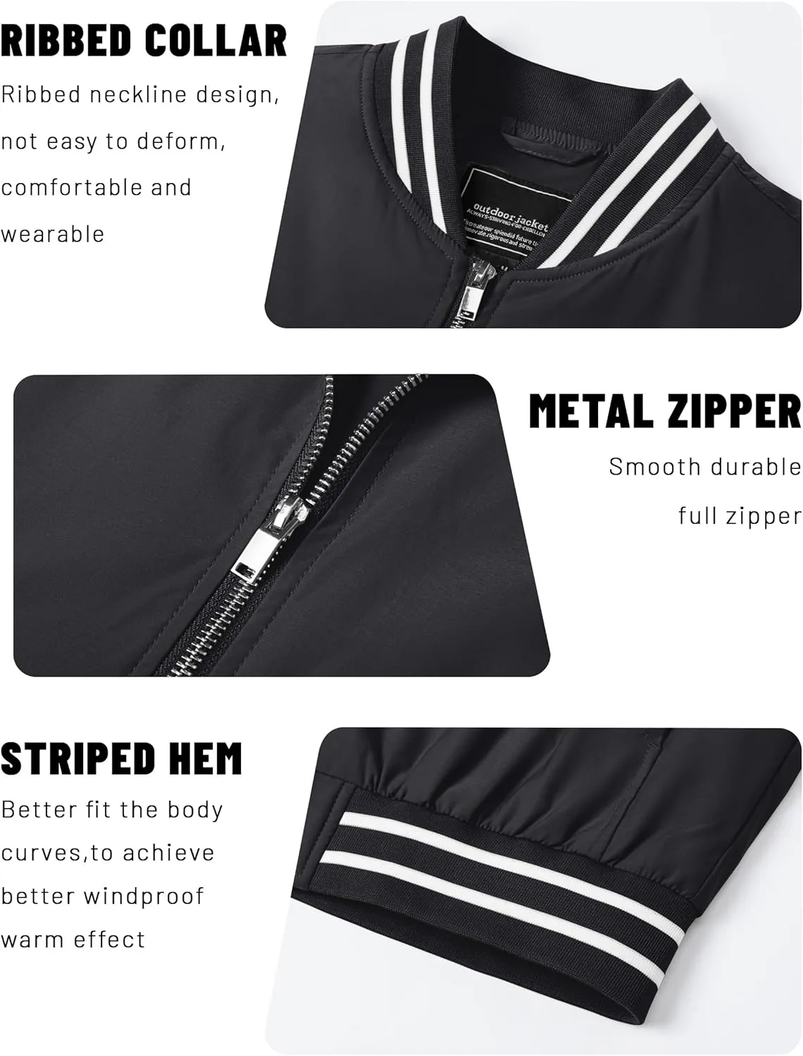 TACVASEN Men's Lightweight Jacket Casual Spring Fall Windbreaker Bomber Zip Up Coat With Pocket