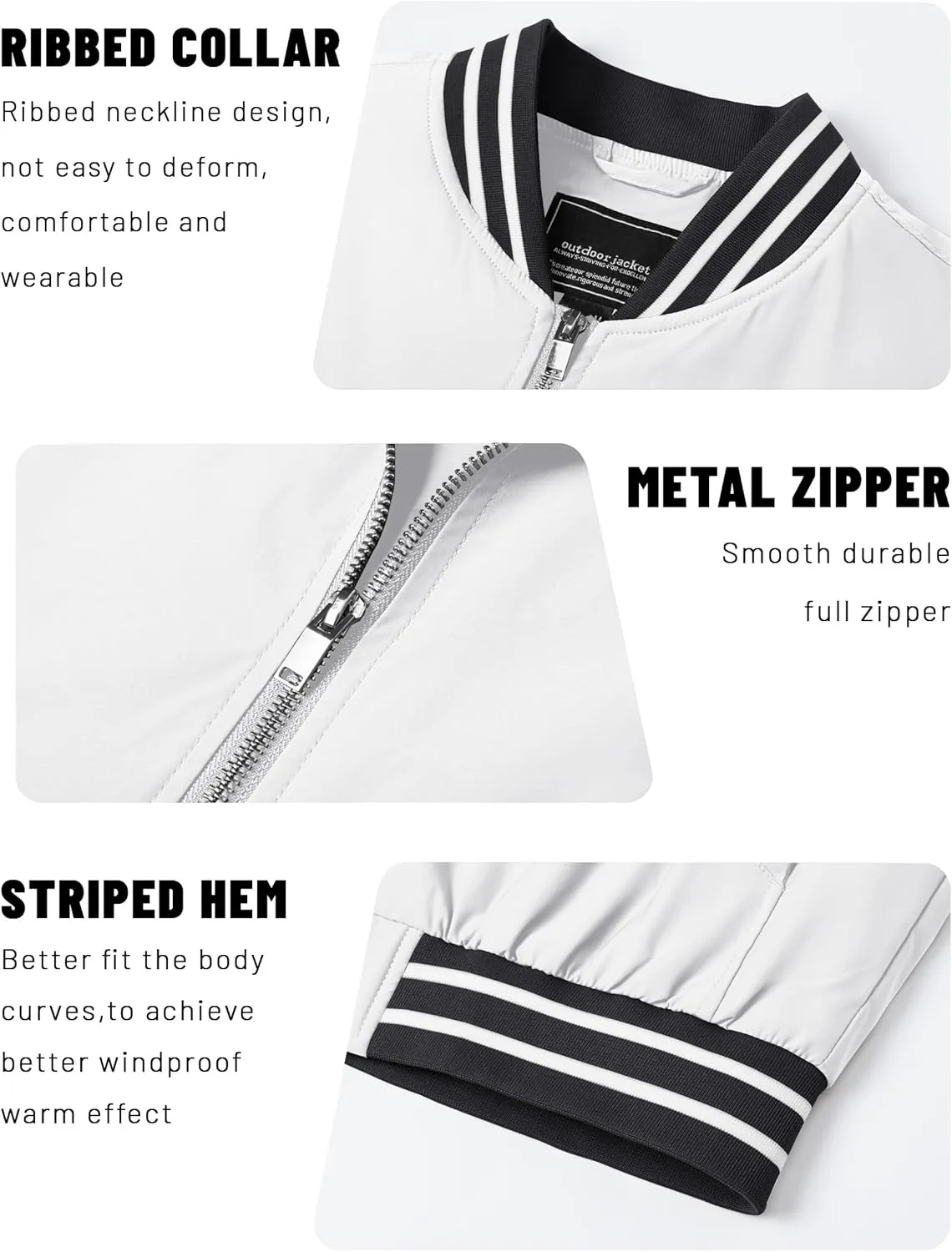 TACVASEN Men's Lightweight Jacket Casual Spring Fall Windbreaker Bomber Zip Up Coat With Pocket
