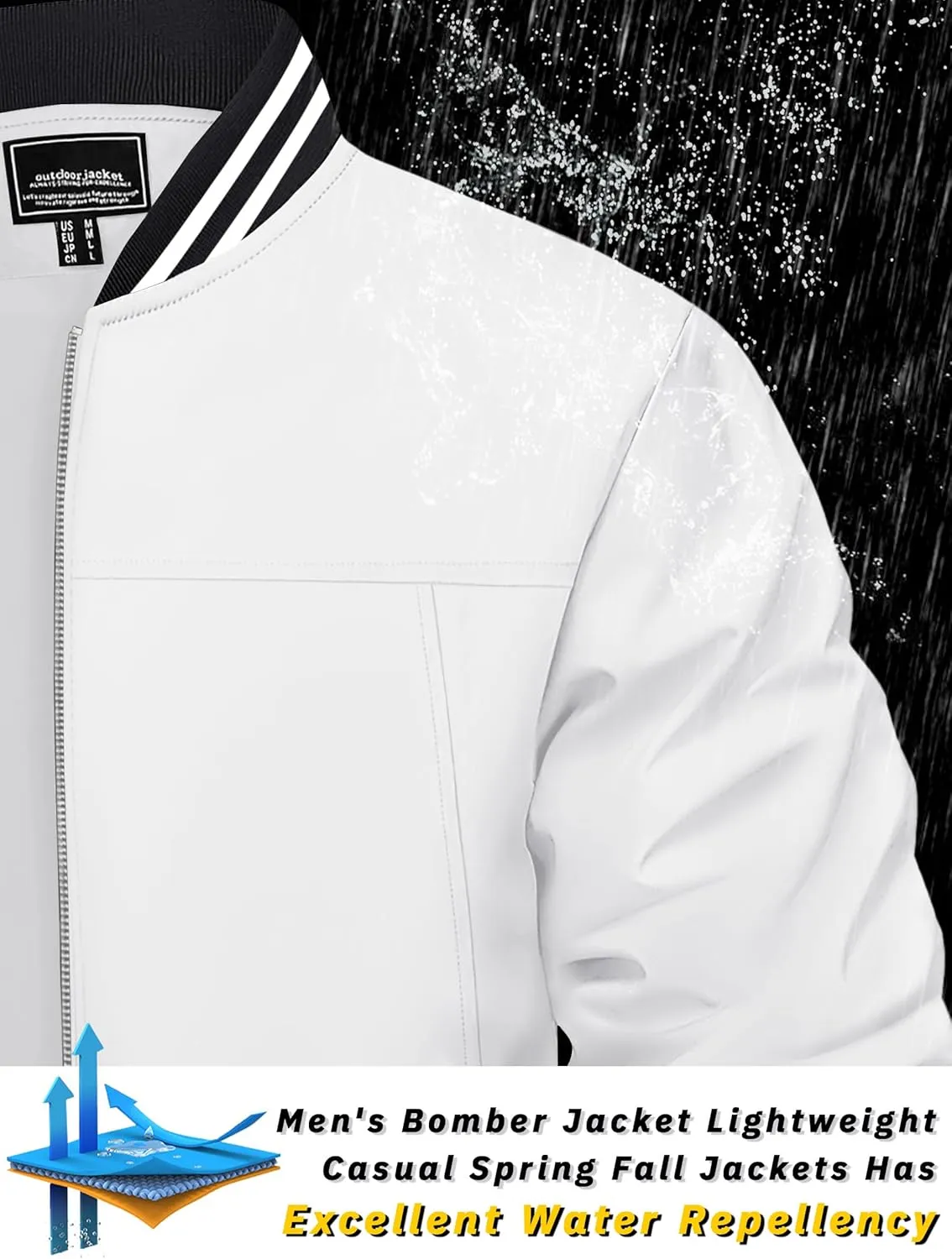 TACVASEN Men's Lightweight Jacket Casual Spring Fall Windbreaker Bomber Zip Up Coat With Pocket