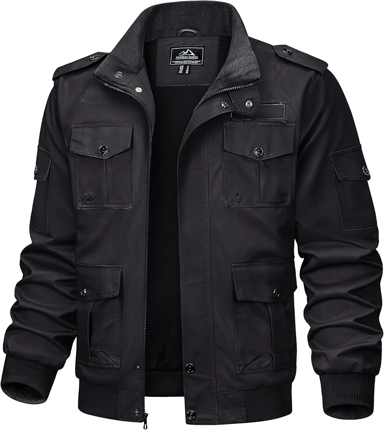 TACVASEN Men's Military Cargo Jacket with Multi Pockets
