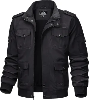 TACVASEN Men's Military Cargo Jacket with Multi Pockets