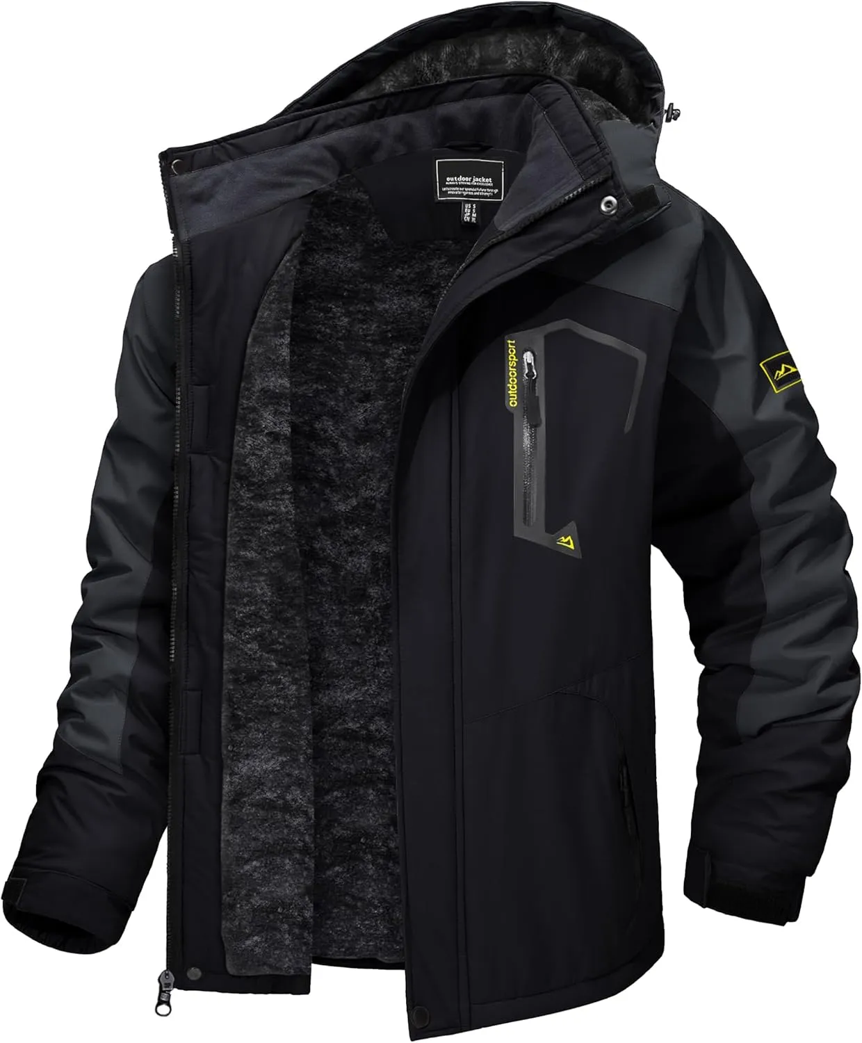 TACVASEN Men's Winter Skiing Jackets Water Resistant Fleece Coats Insulated Thermal Snowboard Jacket Parka Raincoat with Hood