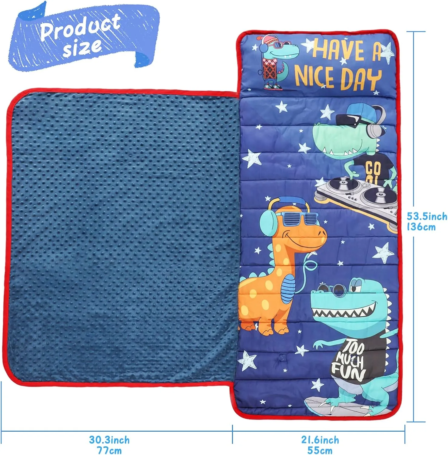 TANOSHII® Toddler Nap Mat with Pillow and Blanket, Portable Kids Sleeping Mats for Daycare, Preschool, 21" x 53", Lightweight and Soft Sleeping Bags for Kids