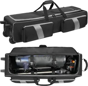 Telescope Bag with Wheels, Large Capacity Telescope Rolling Case with Shock-Absorbent Padded, with Multi-pocket for Telescope & Accessories (40in)