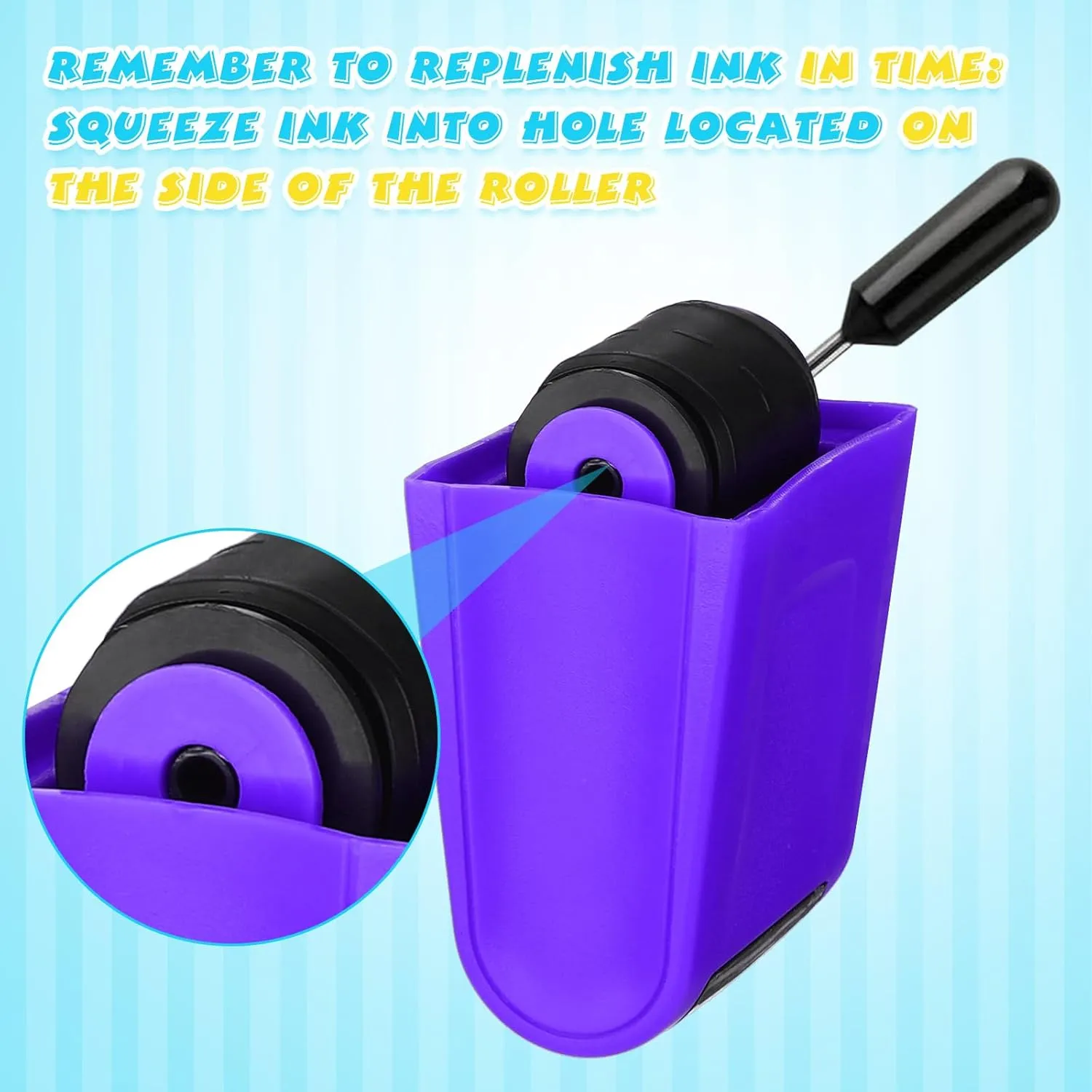 Teling 3 Pcs Dashed Handwriting Line Practice Roller Stamp Self Inking Line Rolling Stamps Teacher Stamp Sentence Strips Handwriting Practice for Kid Teacher Classroom Office (Purple, Green, Pink)
