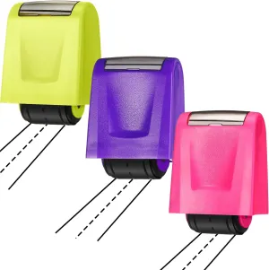 Teling 3 Pcs Dashed Handwriting Line Practice Roller Stamp Self Inking Line Rolling Stamps Teacher Stamp Sentence Strips Handwriting Practice for Kid Teacher Classroom Office (Purple, Green, Pink)