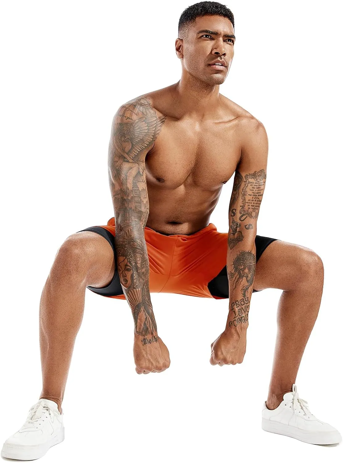 TENJOY Men's 2 in 1 Running Shorts 5 in or 7 in Quick Dry Gym Athletic Workout Shorts for Men with Phone Pockets
